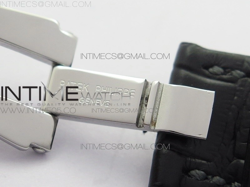 NAUTILUS 5726 SS GRF 1:1 BEST EDITION WHITE DIAL WORKING ANNUAL CALENDARON BLACK LEATHER STARP A.324 V2